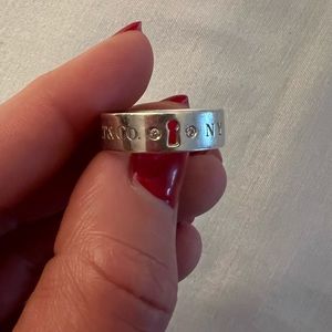 Tiffany & Co 925 Sterling Silver Diamond Key Hole Lock Ring